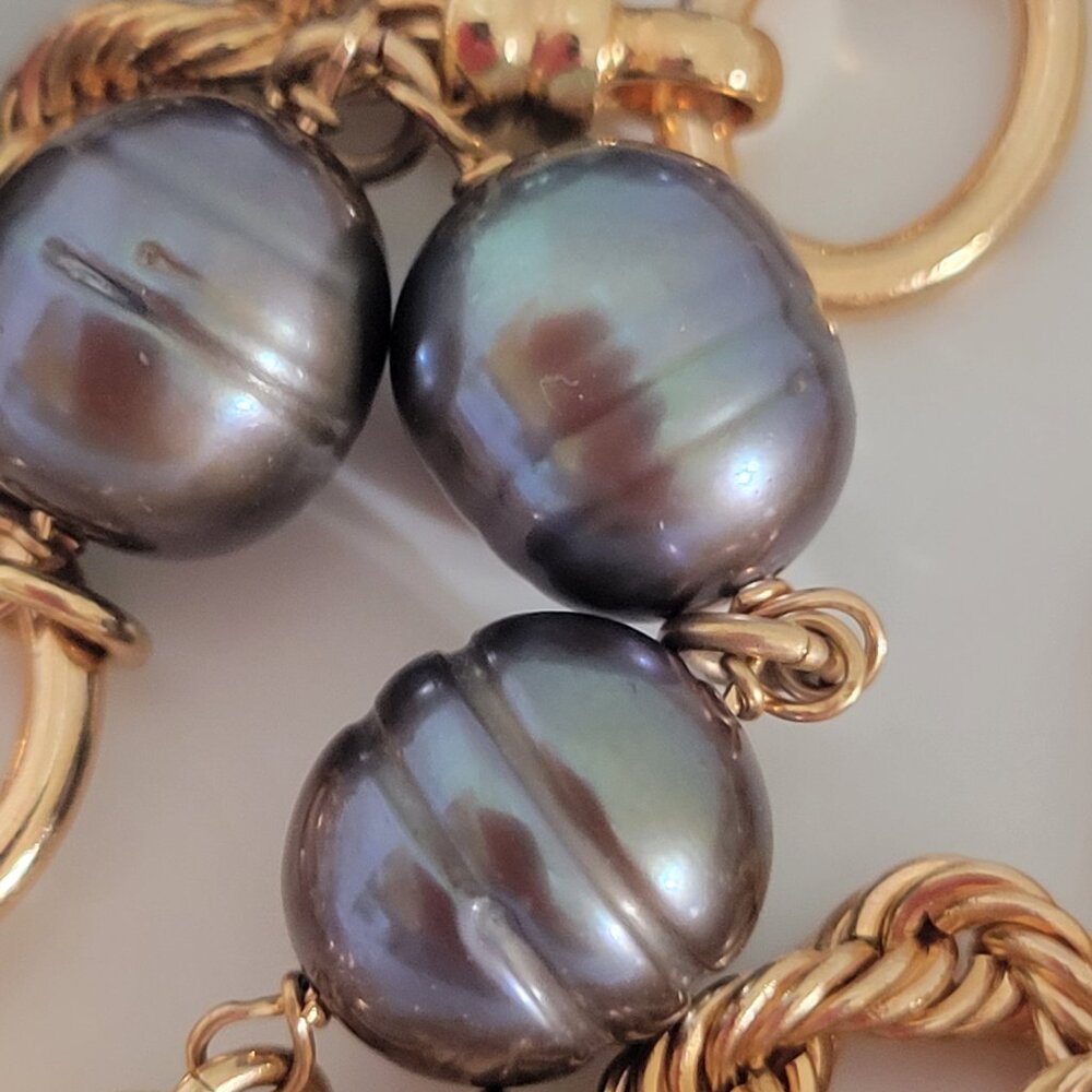 Honora Bronze Italy Genuine Pearl Chain Necklace , 36" Long - Picture 6 of 6